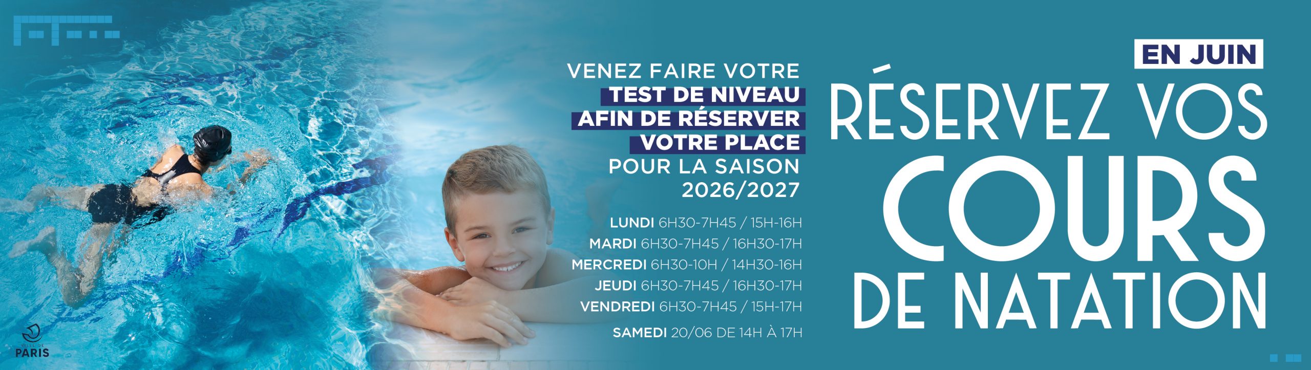 RÉSERVEZ VOS COURS DE NATATION